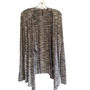 Isda & Co Womens Grey Space Dye Open Front Draped Cardigan Sweater Size Large
